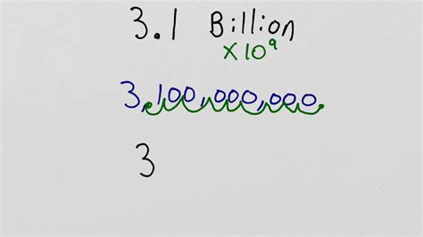 Step 2 Write down the value of a. . 31 billion in scientific notation
